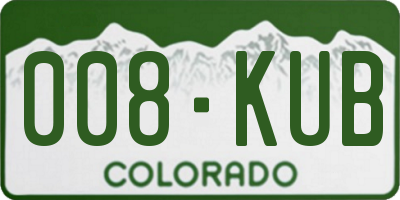 CO license plate 008KUB