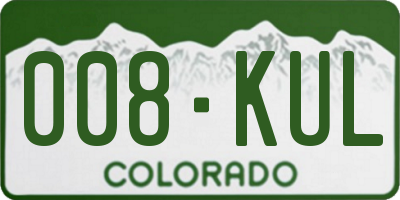 CO license plate 008KUL