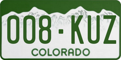 CO license plate 008KUZ