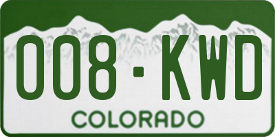 CO license plate 008KWD