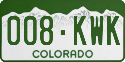 CO license plate 008KWK