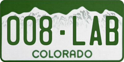 CO license plate 008LAB