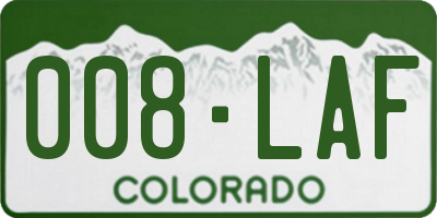 CO license plate 008LAF