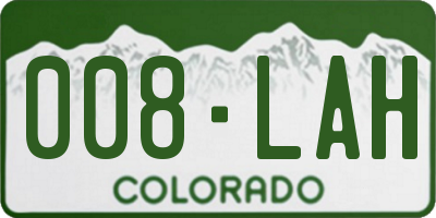 CO license plate 008LAH