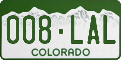 CO license plate 008LAL