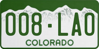 CO license plate 008LAO