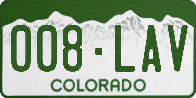 CO license plate 008LAV