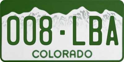 CO license plate 008LBA