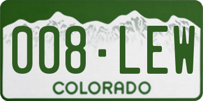 CO license plate 008LEW