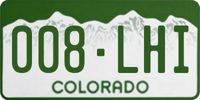 CO license plate 008LHI