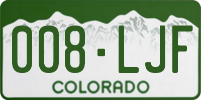 CO license plate 008LJF