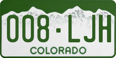 CO license plate 008LJH