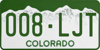 CO license plate 008LJT