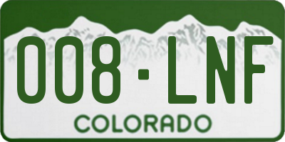 CO license plate 008LNF