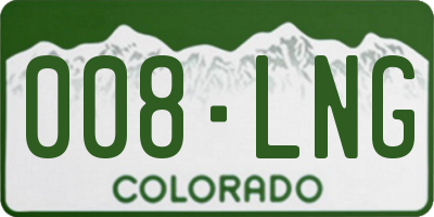 CO license plate 008LNG