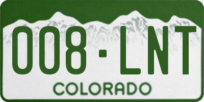 CO license plate 008LNT