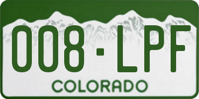 CO license plate 008LPF