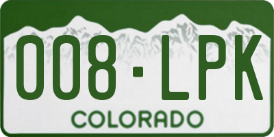CO license plate 008LPK