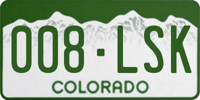 CO license plate 008LSK