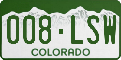 CO license plate 008LSW