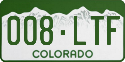 CO license plate 008LTF