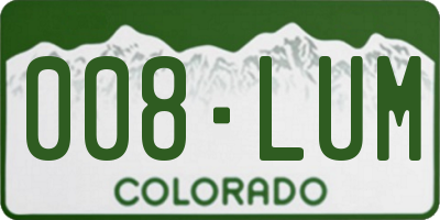 CO license plate 008LUM
