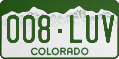 CO license plate 008LUV
