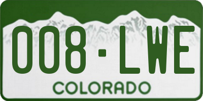 CO license plate 008LWE