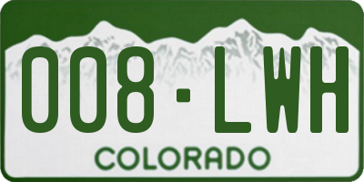 CO license plate 008LWH