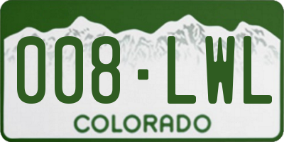 CO license plate 008LWL