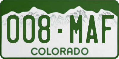 CO license plate 008MAF