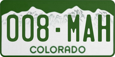CO license plate 008MAH