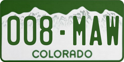 CO license plate 008MAW