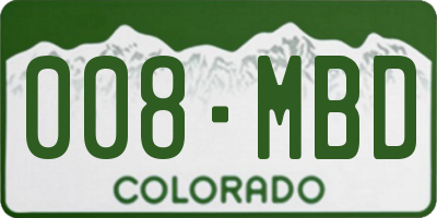 CO license plate 008MBD