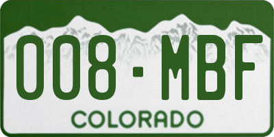 CO license plate 008MBF