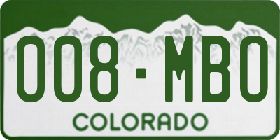 CO license plate 008MBO