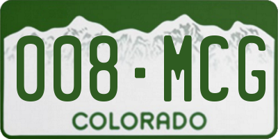 CO license plate 008MCG