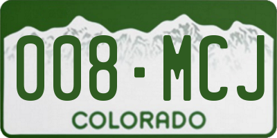 CO license plate 008MCJ