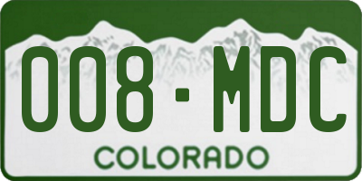 CO license plate 008MDC