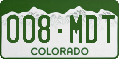 CO license plate 008MDT