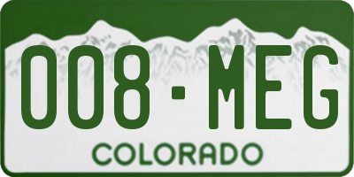 CO license plate 008MEG