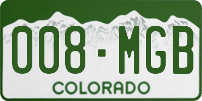 CO license plate 008MGB