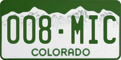 CO license plate 008MIC