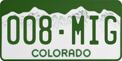 CO license plate 008MIG