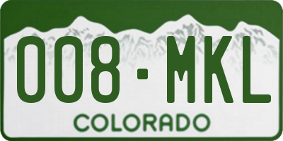 CO license plate 008MKL