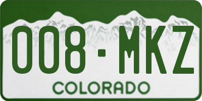 CO license plate 008MKZ