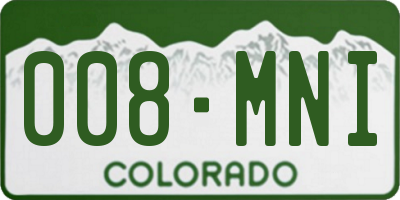 CO license plate 008MNI