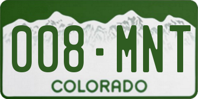 CO license plate 008MNT