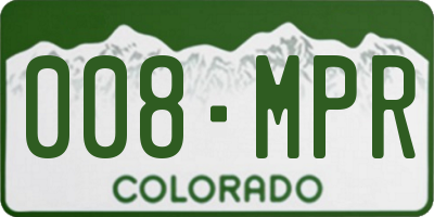 CO license plate 008MPR