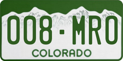 CO license plate 008MRO